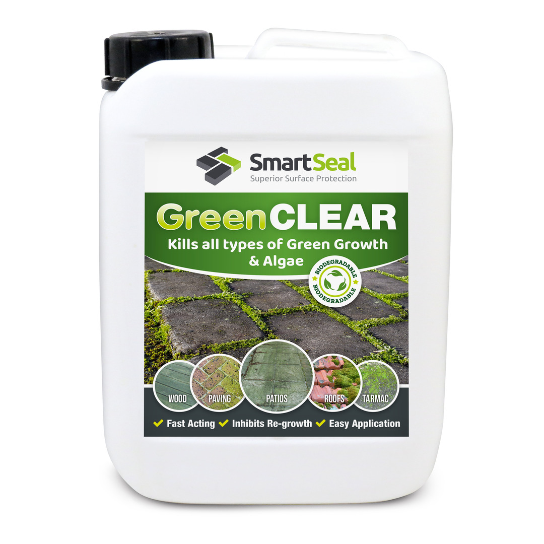 GREEN CLEAR (formerly Moss Clear) - POWERFUL Green Growth & Algae Remover - Safe & Easy to Use - DRIVES - ROOFS - PATIOS - TARMAC