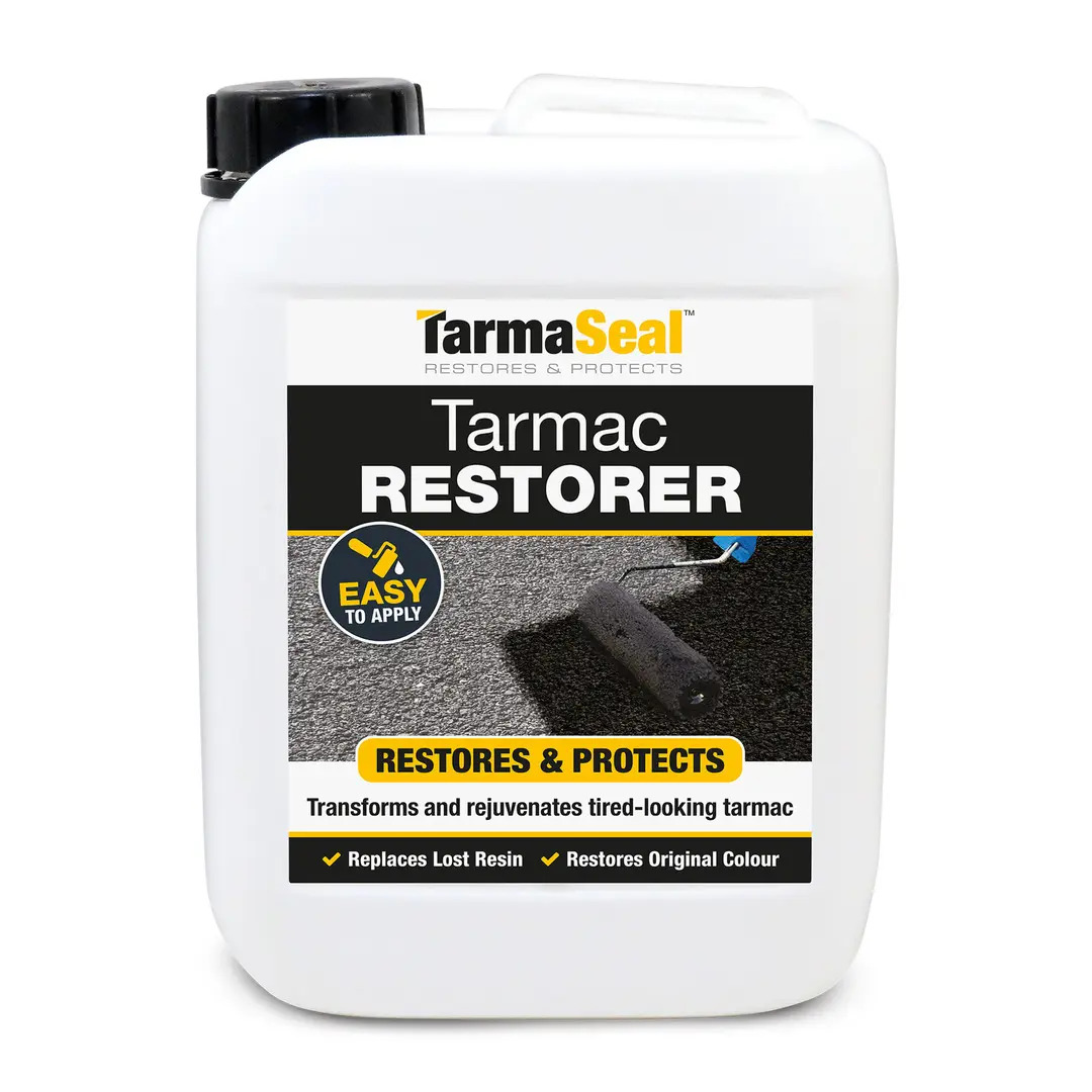 Tarmac Restorer - BLACK (Sample, 5 & 20 L) High quality Tarmac sealer replaces lost resin & colour; easy to apply
